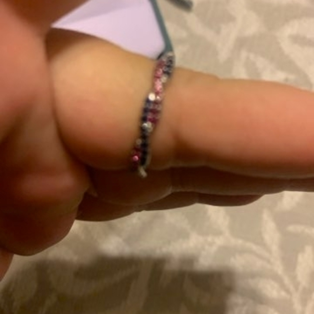 Delicate Pink and Blue Crystal Band Ring - Women's Jewelry